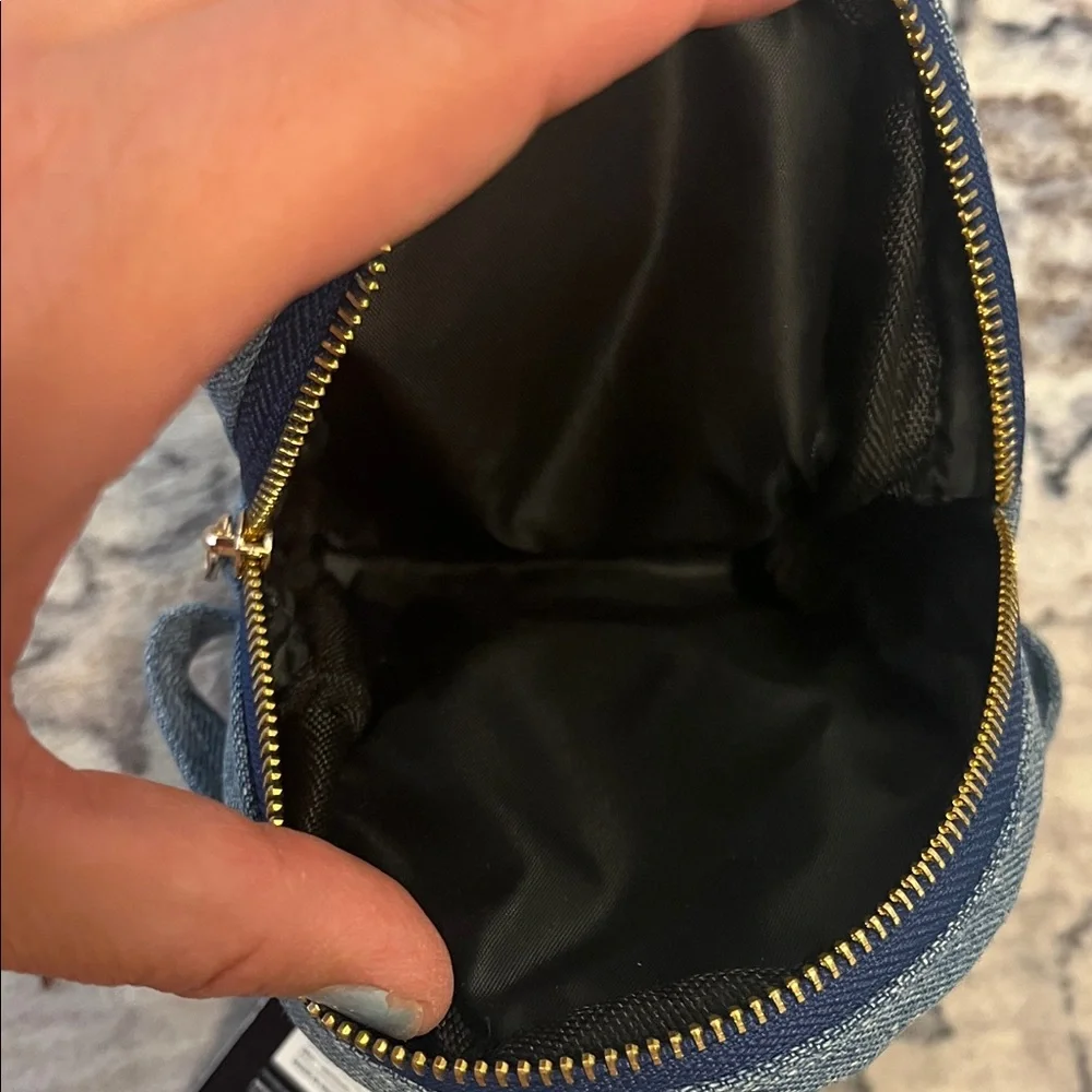 NWT MOOCH Upcycled Denim Mini Backpack Keychain Bag Charm